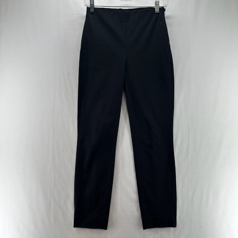 Everlane Pants Womens 0 High Rise Slim Leg Elastic Waist Stretch Side Zip Black
